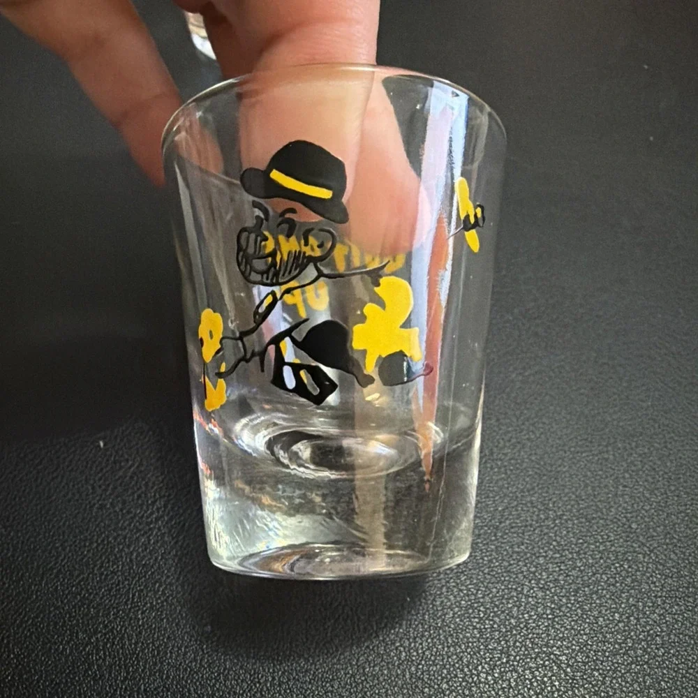 Vintage Bottoms Up And No Place To Go 2 Novelty Shot Glasses 1950's MCM